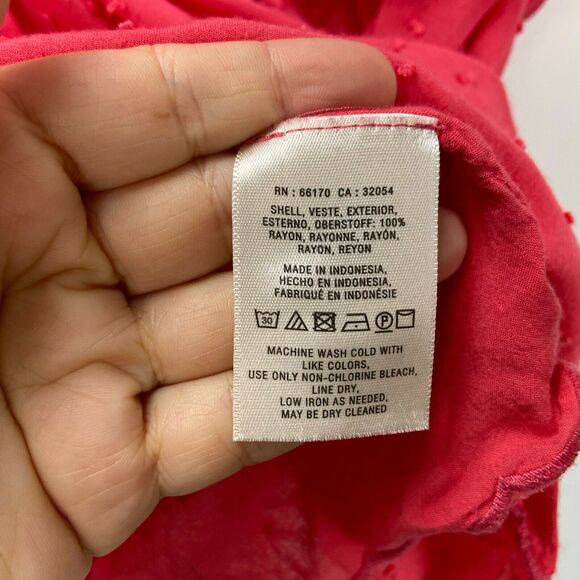 2/$30 Anthropologie Maeve 0 Womens Coral Textured Swiss Dot Flutter Blouse Top - Picture 5 of 8